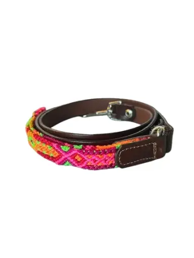 Dog Leash - Leather With Handwoven Handle
